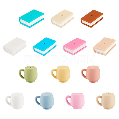 14Pcs 14 Styles Book Shape Silicone Beads SIL-TA0002-71-1