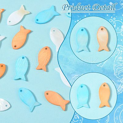20Pcs Dyed Natural Shell Fish Pendants SHEL-FS0001-16-1