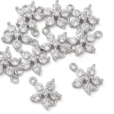 SHEGRACE Brass Pave Clear Cubic Zirconia Connector Charms XGRQ7H576-954P-1