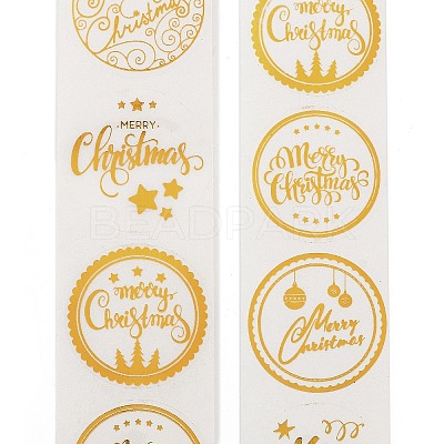 Christmas Theme Adhesive Roll Sticker Labels DIY-S001-07A-1