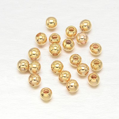 Real 18K Gold Plated Brass Round Spacer Beads X-KK-L147-197-2mm-NR-1