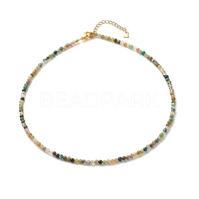 Natural Indian Agate Beaded Necklaces for Women NJEW-JN03789-03-1