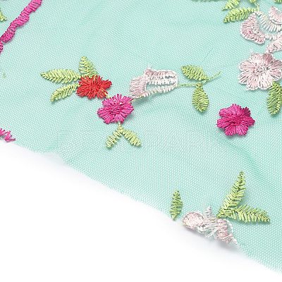 Polyester Flower Embroidered Lace Fabric OCOR-WH0082-12A-1