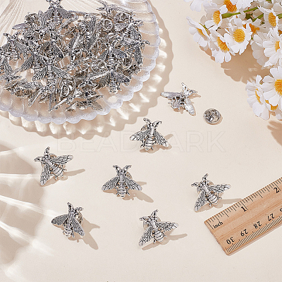 40Pcs Alloy Bees Lapel Pin Backs JEWB-GO0001-21AS-1