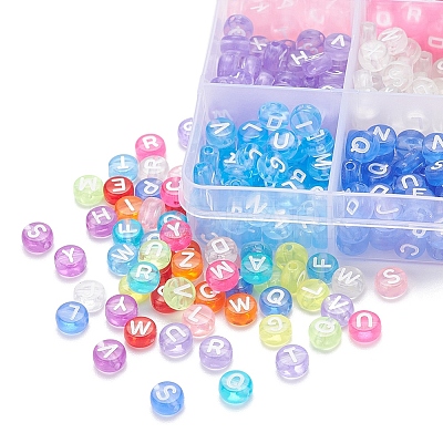 600Pcs 12 Colors Transparent Acrylic Beads TACR-YW0001-34-1