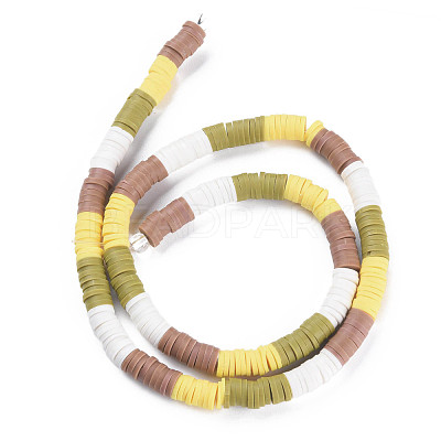 Fixed 4 Color Handmade Polymer Clay Bead Strands CLAY-S096-029D-1