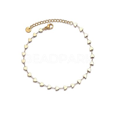 304 Stainless Steel Heart Link Chain Anklets for Women FS-WG55343-01-1