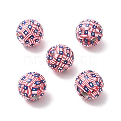 Independence Day Themes Wood European Beads WOOD-I014-01A-1