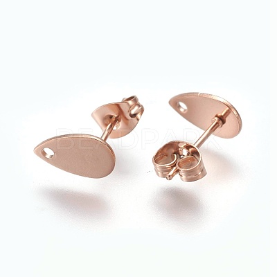 Ion Plating(IP) 304 Stainless Steel Stud Earring Findings STAS-O119-11A-RG-1