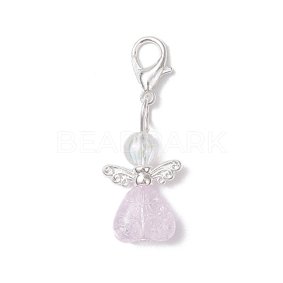 Transparent Acrylic Heart Angel Pendant Decorations HJEW-JM04525-1
