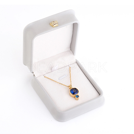 PU Leather Necklace Pendant Gift Boxes X-LBOX-L005-F01-1