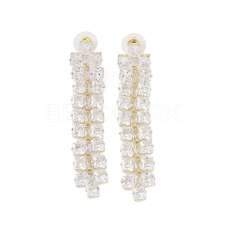 Brass Micro Pave Cubic Zirconia Stud Earrings EJEW-B046-19G-1