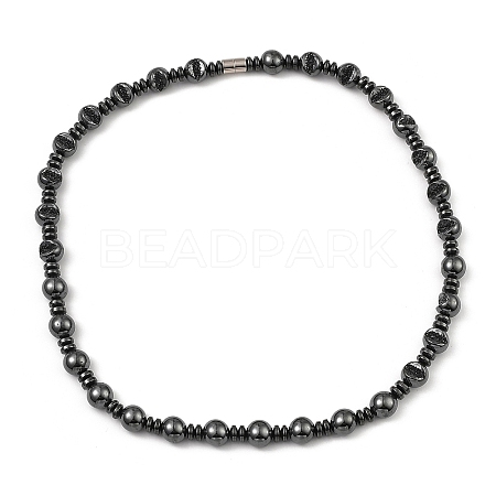 Round & Dise Synthetic Non-Magnetic Hematite Beaded Necklaces for Women Men NJEW-E097-05-1