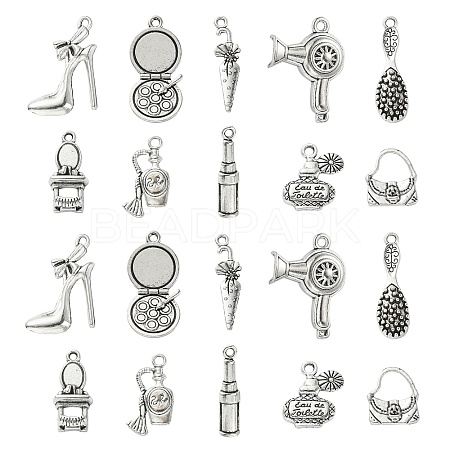 100Pcs 10 Styles Tibetan Style Alloy Pendants TIBEP-CJ0002-29-1