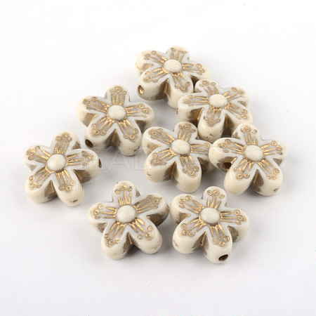 Flower Plating Acrylic Beads X-PACR-Q102-138A-1