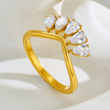 304 Stainless Steel & Cubic Zirconia Finger Rings for Women WG882F8-01-1
