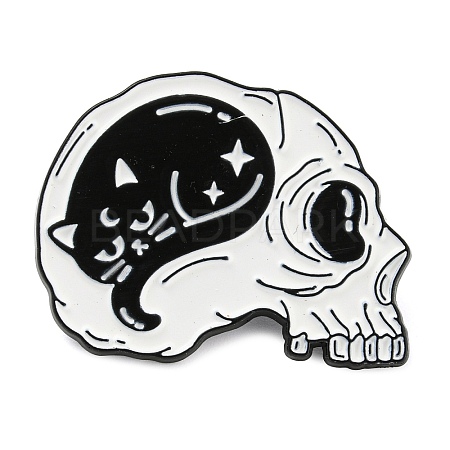 Cartoon Cat & Skull Enamel Pins JEWB-Q033-02A-1