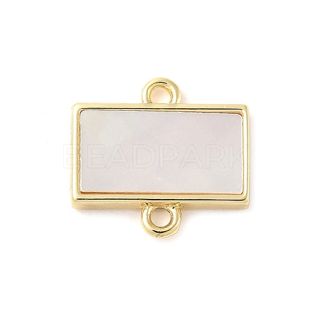 Brass Pave Natural White Shell Connector Charms KK-S522-03B-G-1