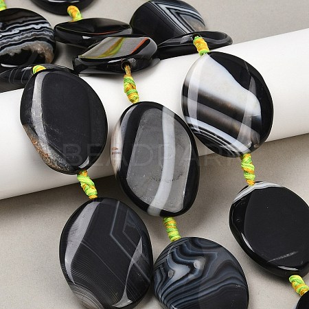 Natural Banded Agate Beads Strands G-P605-L02-07-1