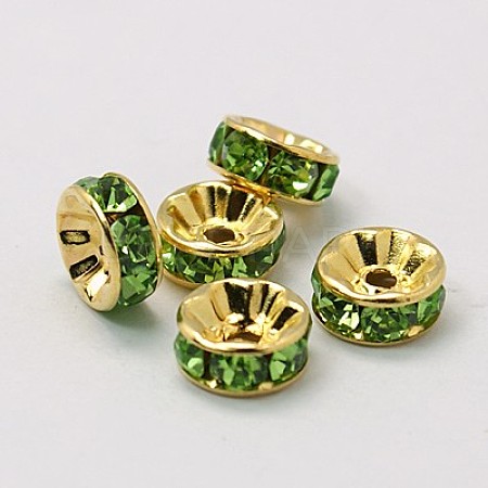 Brass Grade A Rhinestone Spacer Beads RSB037NF-10G-1