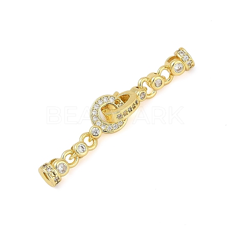 Brass Micro Pave Clear Cubic Zirconia Fold Over Clasps KK-H202-19G-1