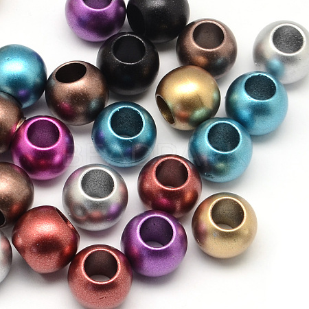 Matte Rondelle Spray Painted Acrylic Beads X-ACRP-Q017-03A-M-1