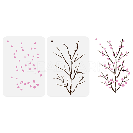 2Pcs 2 Styles PET Hollow Out Drawing Painting Stencils DIY-WH0394-0322-1