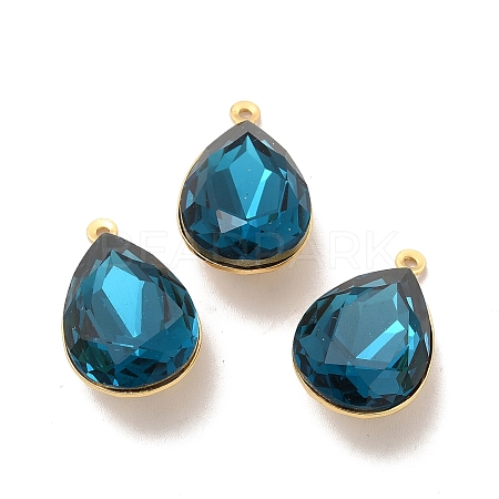Real 18K Gold Plated Brass with Glass Pendants KK-177-22G-01-1