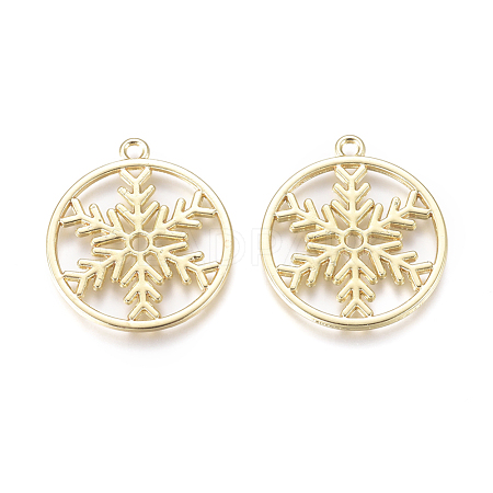 Christmas Alloy Open Back Bezel Pendants PALLOY-L228-002G-1