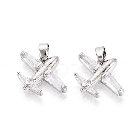 Brass Micro Pave Cubic Zirconia Pendants KK-T073-51P-1
