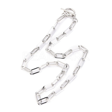 Non-Tarnish Unisex 304 Stainless Steel Paperclip Chain Necklaces NJEW-H215-02P-1