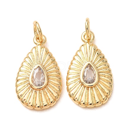 Brass Pave Clear Cubic Zirconia Pendants CU-K002-25G-1