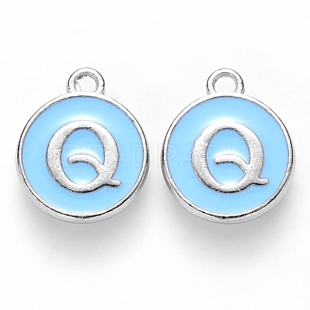 Platinum Plated Alloy Enamel Charms X-ENAM-S118-04Q-P-1