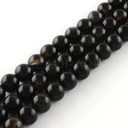 Natural Black Onyx Round Bead Strands G-R198-8mm-1