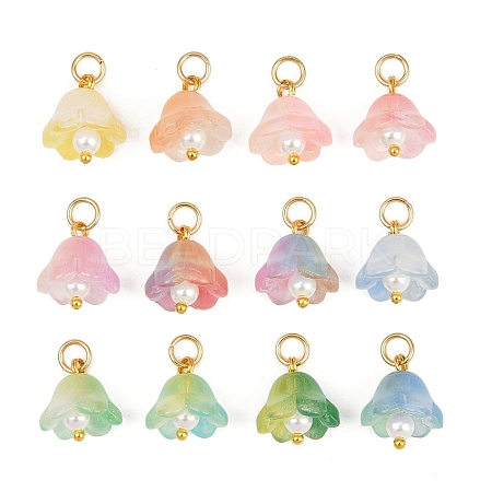 12Pcs 12 Colors Transparent Glass Charm PALLOY-JF04459-1
