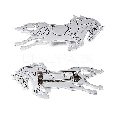 201 Stainless Steel Horse Lapel Pin JEWB-N007-131P-1