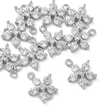 SHEGRACE Brass Pave Clear Cubic Zirconia Connector Charms XGRQ7H576-954P-1