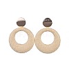 Flat Round Raffia Woven Dangle Stud Earrings EJEW-JE03101-02-1