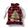 Christmas Theme Rectangle Jute Bags with Jute Cord ABAG-E006-01A-4
