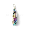 Electroplated Natural Quartz Crystal Copper Wire Wrapped Pendants PALLOY-JF02584-02-2
