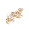 Brass Pave Clear Cubic Zirconia Pendants KK-Z061-14G-02-2