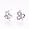 Brass Micro Pave Cubic Zirconia Stud Earring Findings KK-F753-03P-RS-1