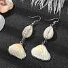 Shell Shape Natural Pearl & Shell Dangle Earrings for Women EJEW-TA00303-2