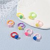 Handmade Flower Polymer Clay Cuff Ring for Teen Girl Women RJEW-JR00403-3