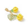 Glass Seed Beaded Berries & Leaf Pendants PALLOY-MZ01114-05-3
