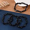 Natural Black Tourmaline Bead Stretch Bracelets X-BJEW-K213-36-1