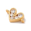 Brass Micro Pave Cubic Zirconia Heart Connector Charms KK-F894-03G-01-2