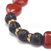 Natural Lava Rock & Gemstone Heart Beaded Stretch Bracelet BJEW-JB08732-6