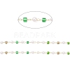 Faceted Cube Glass & ABS Plastic Imitation Pearl Beaded Chains CHS-G026-02KCG-01-1-2