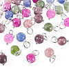 30Pcs Natural Colorful Tourmaline Dice Charms PALLOY-TA00369-3
